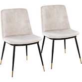 Wanda Dining Accent Chair in Black & Gold & Beige Velvet (Set of 2)